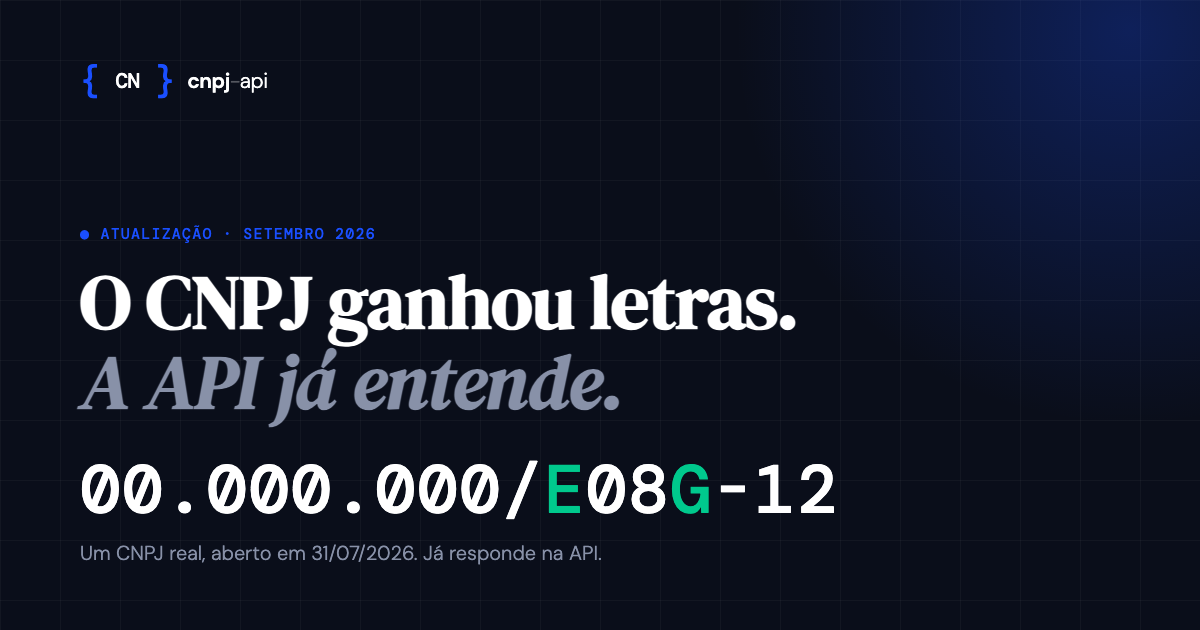 CNPJ alfanumérico: o que muda e como testar na API